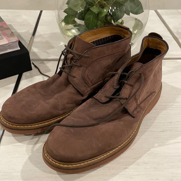 Clarks Other - Clarks Newkirk Top Dark Brown Nubuck Shoes 10.5W